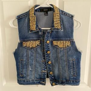 Gold Studded Jean Vest